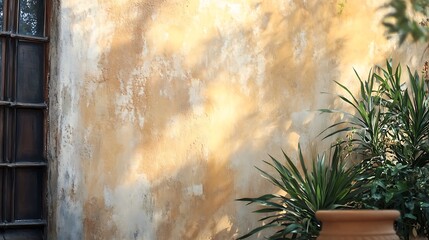 Aged stucco wall with a warm, inviting feel