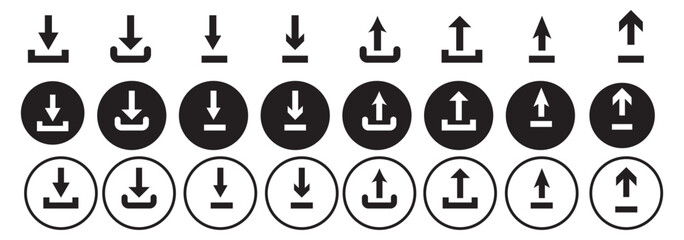 Download and upload icon. Download icon files. Software download icon . Web icon set . Icons collection. Vector illustration.