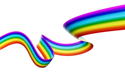 3d Flag Of Rainbow 3d Wavy Shiny Rainbow Ribbon Isolated On White Background 3d Illustration