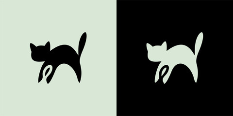 Cat logo line icons. Wild reindeer outdoor brand label. Elk antlers sign. Wildlife stag symbol. Vector illustration.	