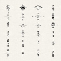 Detailed Geometric Tribal Pattern Bundle in Black and White for Creative Projects