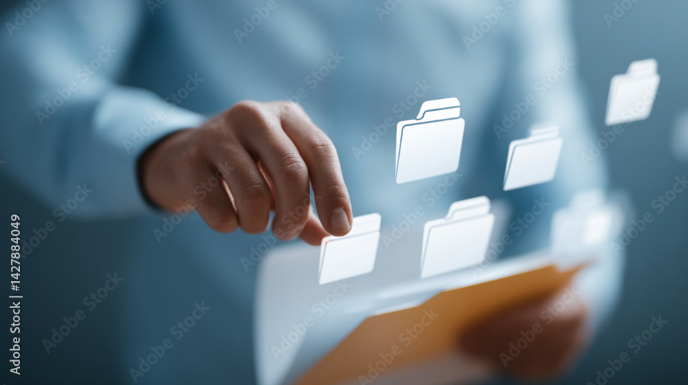 Poster file management system document organization digital data storage and cloud computing solutions serv
