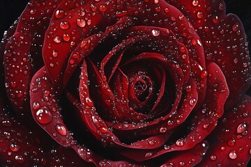 Naklejka premium Dark Red Rose Petals with Water Drops against a Transparent Background Closeup View