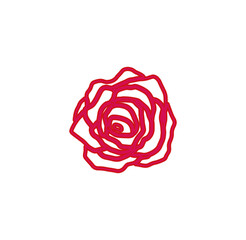 Title: Minimalist Red Rose Line Art  Abstract Floral Design in PNG