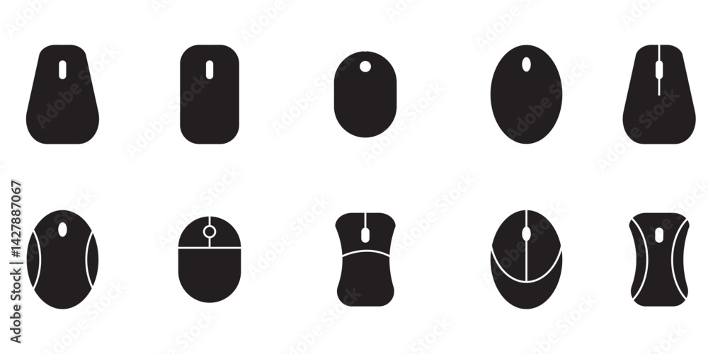 Aufkleber computer mouse icon set. pressing different mouse buttons. pc cursor vector icons. two-button layout