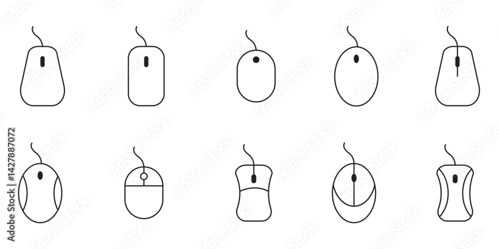 Aufkleber computer mouse icon set. pressing different mouse buttons. pc cursor vector icons. two-button layout