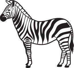 Zebra Vector Illustration Simple Black and White Outline of African Wildlife