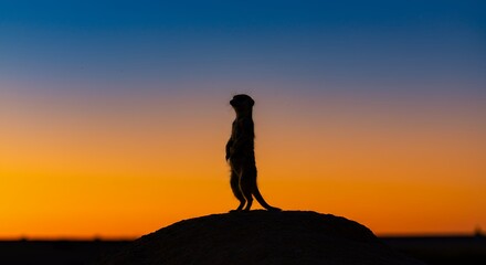 Meerkat Silhouette at Sunset