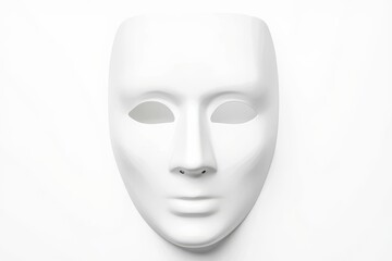 Theater or carnival concept - white mask on white background with copy space