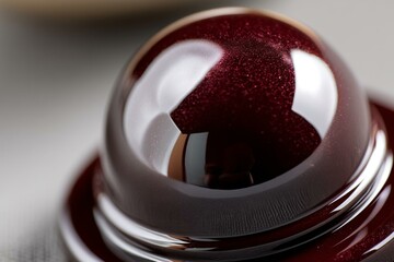 Glossy maroon dome with intense close-up detail, showcasing rich color, light reflection, and swirling texture.