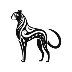 Tribal Cheetah Silhouette Tattoo Design Vector