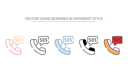 SOS Call icon design with white background stock illustration