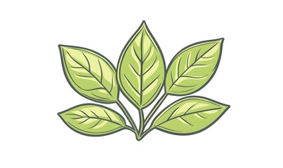 Naklejka premium Enhance Botanical Graphics with Bundle of Green Leaves Outline 2D Art for Eco Friendly Designs