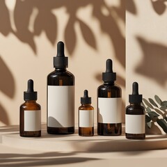 Amber dropper bottles display