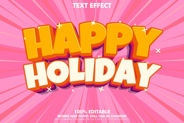 editable text effect happy birthday. 3d cartoon typography template design