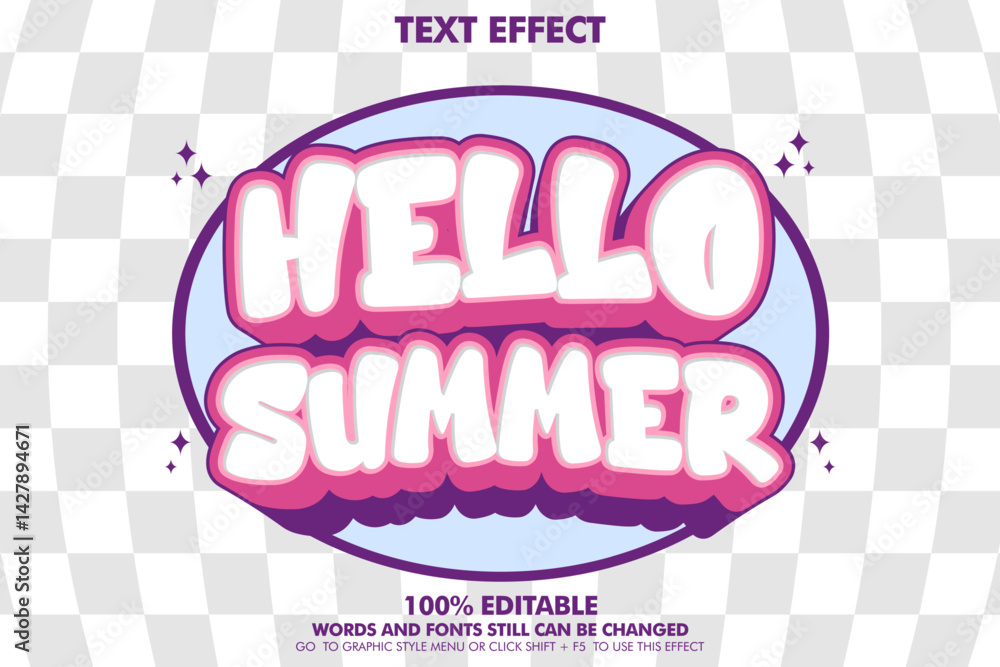 Poster editable text effect hello summer.