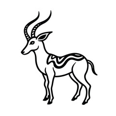 Obraz premium Antelope tribal style black line art vector on wh for web and graphic design