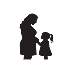 silhouette of mother and daughter