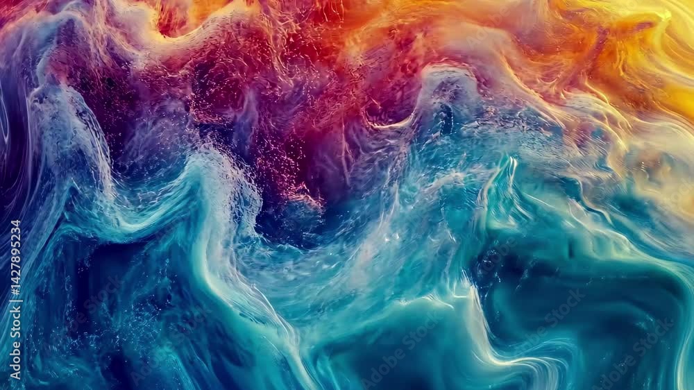 Poster abstract water motion creating vibrant patterns and colors during a tranquil animated sequence, abst