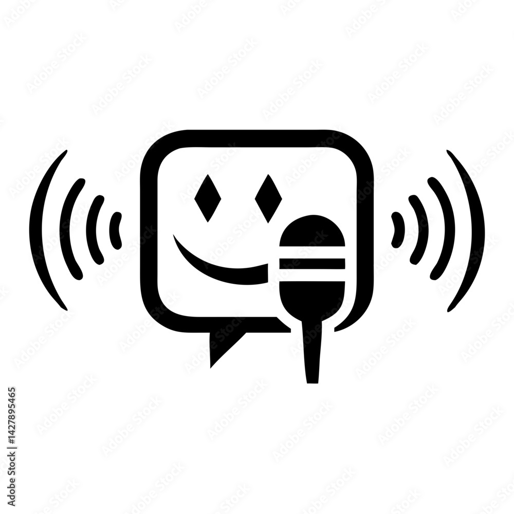 Poster voice message icon for audio messages and real-time communication vector illustration
