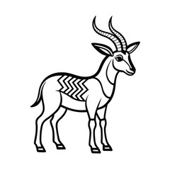 Antelope tribal style black line art vector on wh for web and graphic design