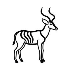 Antelope tribal style black line art vector on wh for web and graphic design