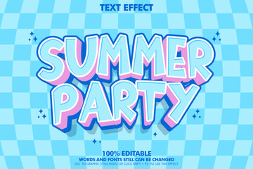 editable text effect summer party. retro style typography template design