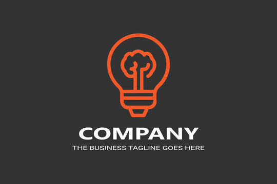 Brain on light logo concept