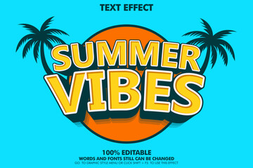 editable text effect summer vibes. retro style typography template design
