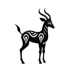 Antelope tribal style black silhouette vector on for web and graphic design