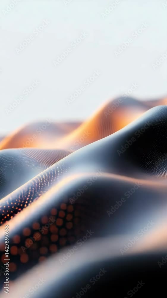 Poster a black and orange wave with many dots. the wave is very large and has a lot of dots