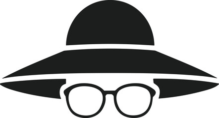 Sun Hat and Glasses Silhouette Vector – Minimalist Summer Fashion Icon for Seasonal Designs