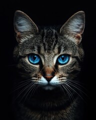 Cat portrait close up dark background