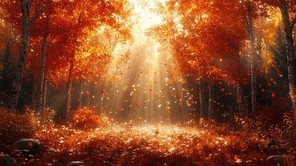 Autumnal Enchantment: A Sunlit Forest Path