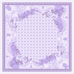 This minimalist ethnic hijab scarf design features a geometric border with traditional patterns in an elegant maroon and gold color scheme. Perfect for fashion-conscious women, the square layout makes