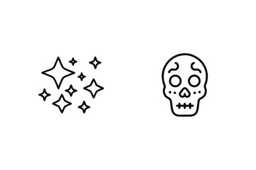 Minimalist Line Art Of Stars And Skull Ideal For Halloween Themes