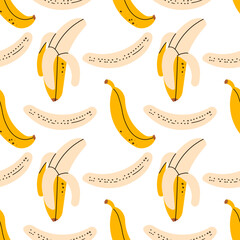 Cute summer seamless pattern with exotic fruits, fresh sliced . Hand drawn citrus fabric print wallpaper texture, juicy tropical fruit background patterns vector . Hand drawn illustration .