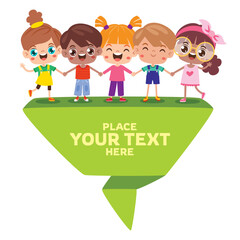 Kids With Origami Speech Bubble