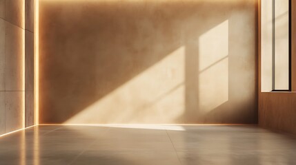 Fototapeta premium Minimalist warm brown-toned wall with soft light