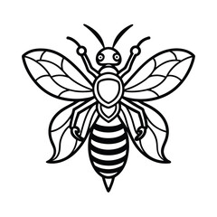 Bee tribal style black line art vector on white b for web and graphic design
