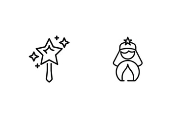 Obraz premium Nativity Scene Wise Man And Star Wand Christmas Outline Illustration