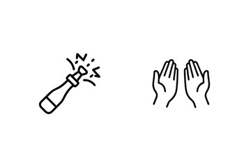 Celebration And Gratitude Expressed Through Minimalist Line Art Icons On White Background