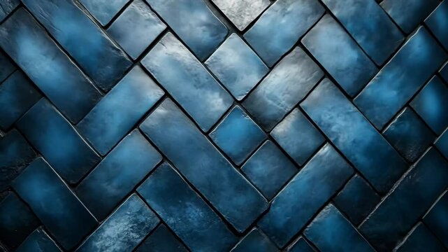 Blue herringbone tile pattern, textured background