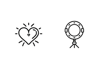 Heart Icon With Glowing Effect And Ring Light On A Tripod Outline