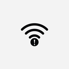 network warning icon, WiFi error, wrong, incorrect, disconnect, not available, no signal network, connect, internet WiFi, WLAN, black icon on white background
