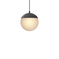 Vector realistic illustration of a pendant lamp with a round white shade on an isolated background.