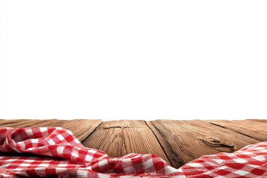Wooden table with red checkered tablecloth (4)