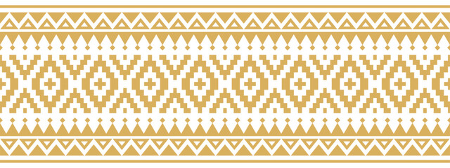 Gold ethnic border with geometric tribal pattern.