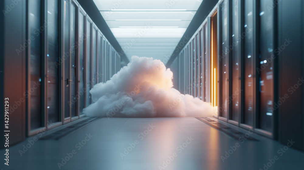 Poster cloud computing server room data center it infrastructure technology solutions for business and inno