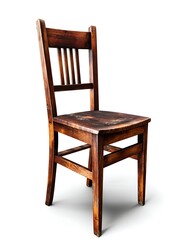 Wooden Chair,Realistic photograph of a full body , isolated on pure white background, no shadow, studio lighting, centered composition